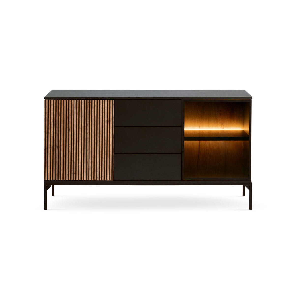Lampy-kommode med skuffer og låger 154x83 i loftstil – forfra