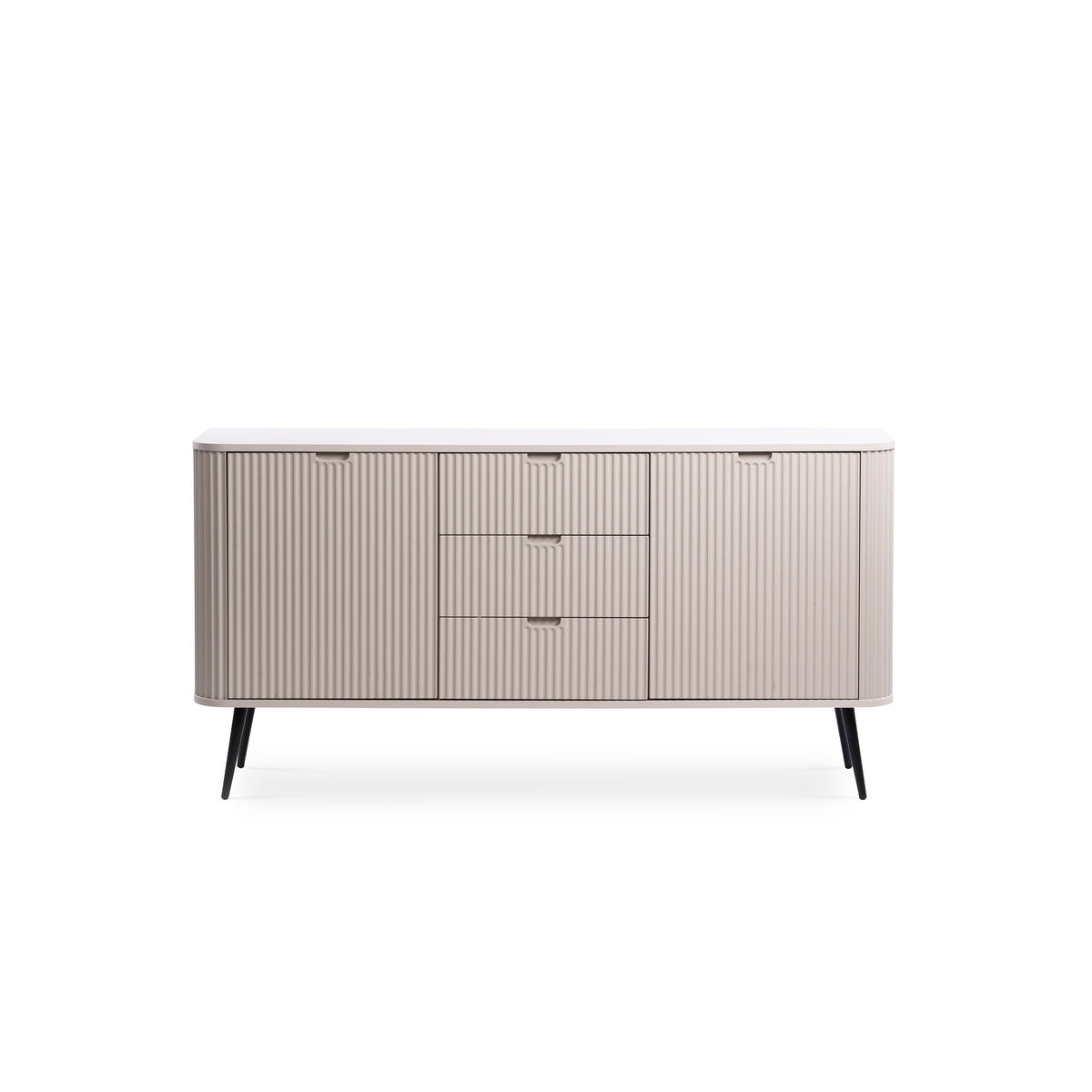 Eva-kommode med låger og skuffer, 168x87, i moderne stil – set forfra