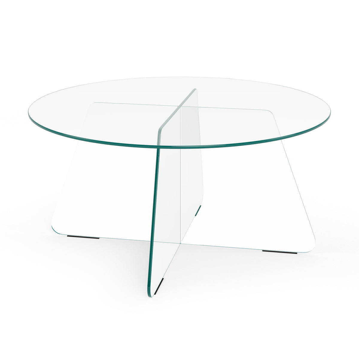 Rundt sofabord til stuen med en diameter på 80 cm i moderne stil | Aria Glass, krystalklar