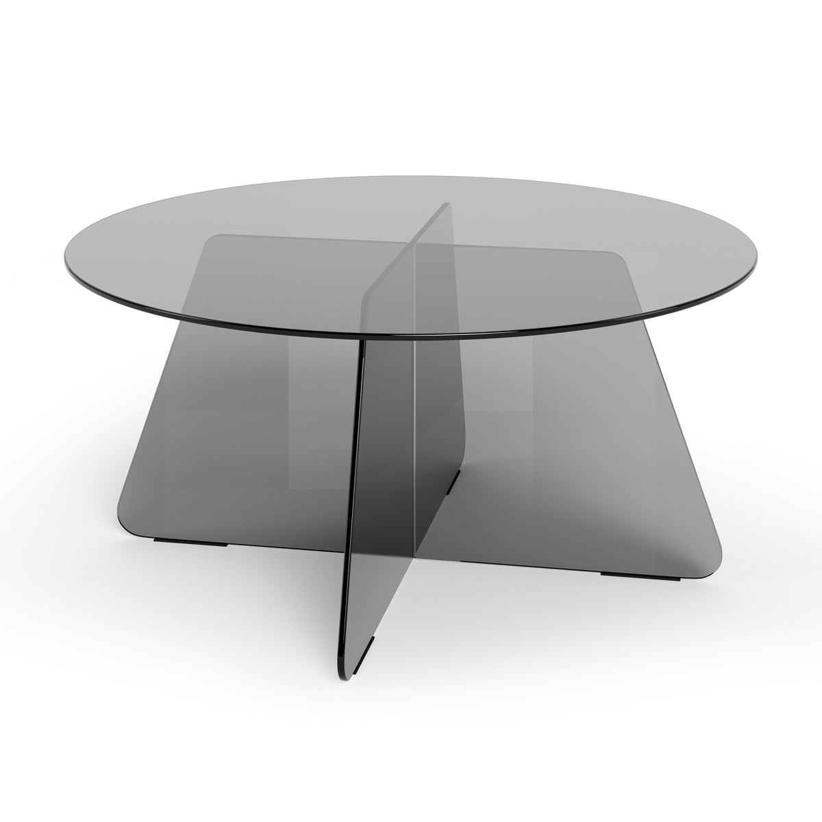Rundt sofabord til stuen med en diameter på 80 cm i moderne stil | Aria Glass, røget