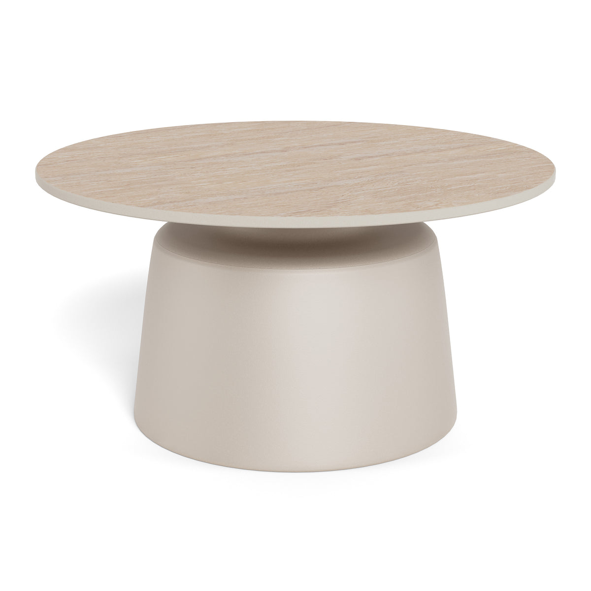 Rund sofabord med en diameter på 70 cm i moderne stil | Fumor, varm beige