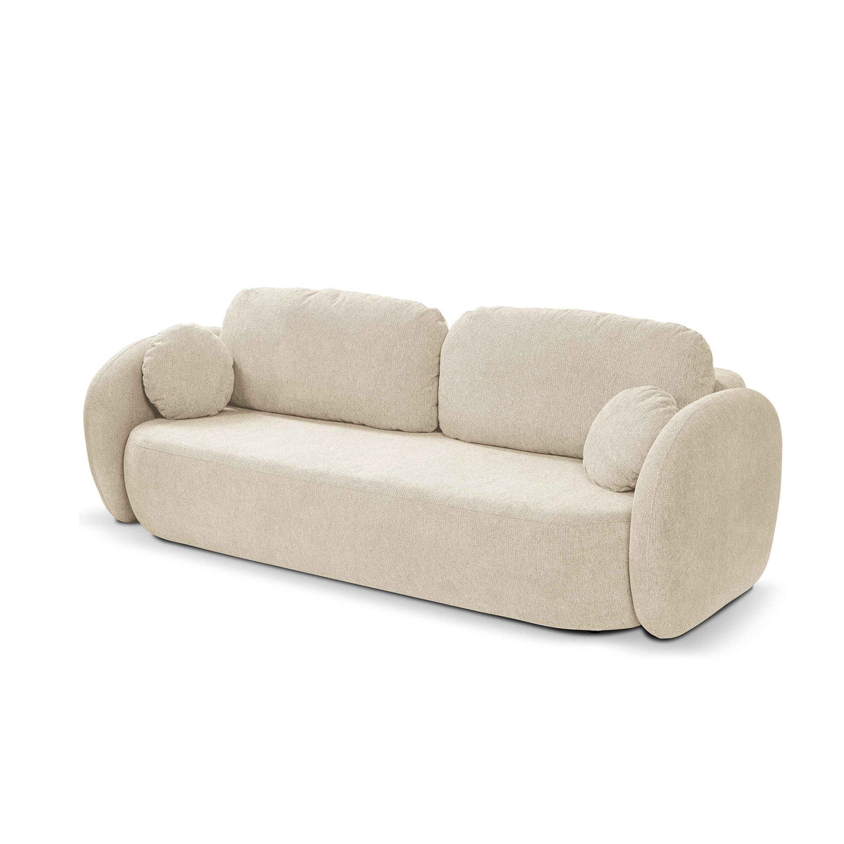 Olemo 3-personers sovesofa, 142x200, med opbevaringsrum i art deco-stil, Aragon-stof – set forfra | Pillovely