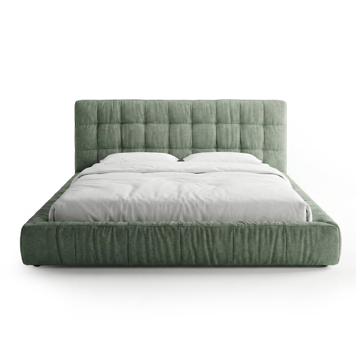 Talaro-polstret seng i størrelserne 140x200, 160x200 og 180x200 med quiltet overflade og lav ramme i moderne stil – hovedbillede