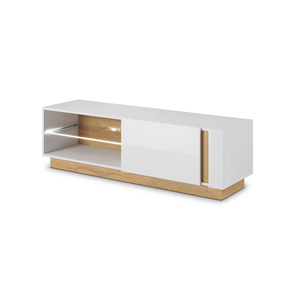 Armelia TV-bord til fjernsyn, 138x46, i glamour-stil – set fra en vinkel | Pillovely