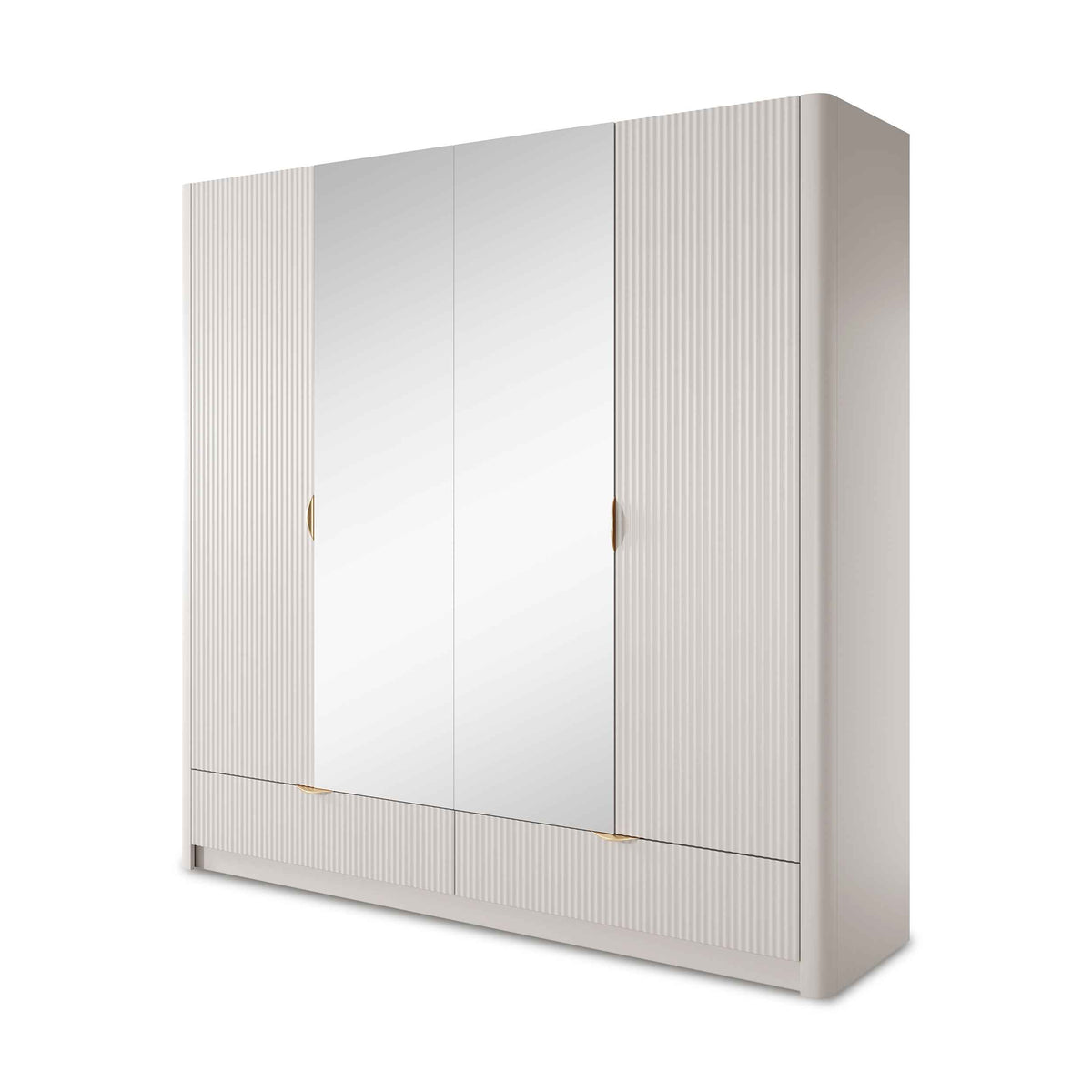 Laanti-garderobeskab med 4 døre, 213 x 208 cm, i moderne stil – set fra siden | Pillovely