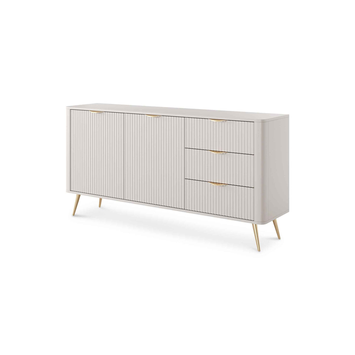 Kommode 163x81 med skuffer og låger i elegant stil | Laanti Beige
