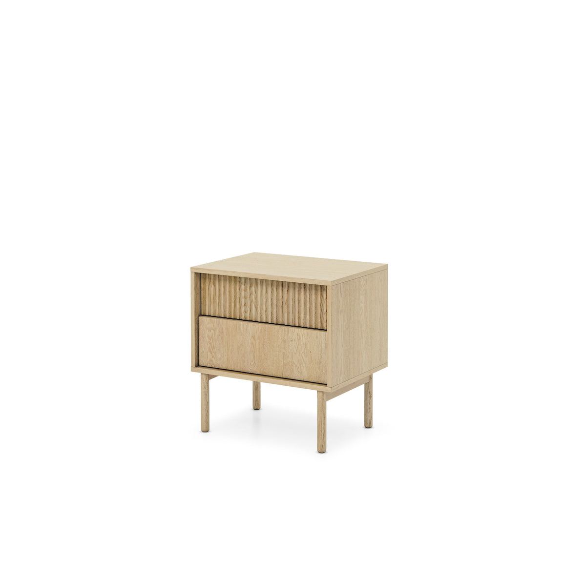 Viola-natbord med 2 skuffer, 54 x 55 cm, i skandinavisk stil – set fra siden | Pillovely