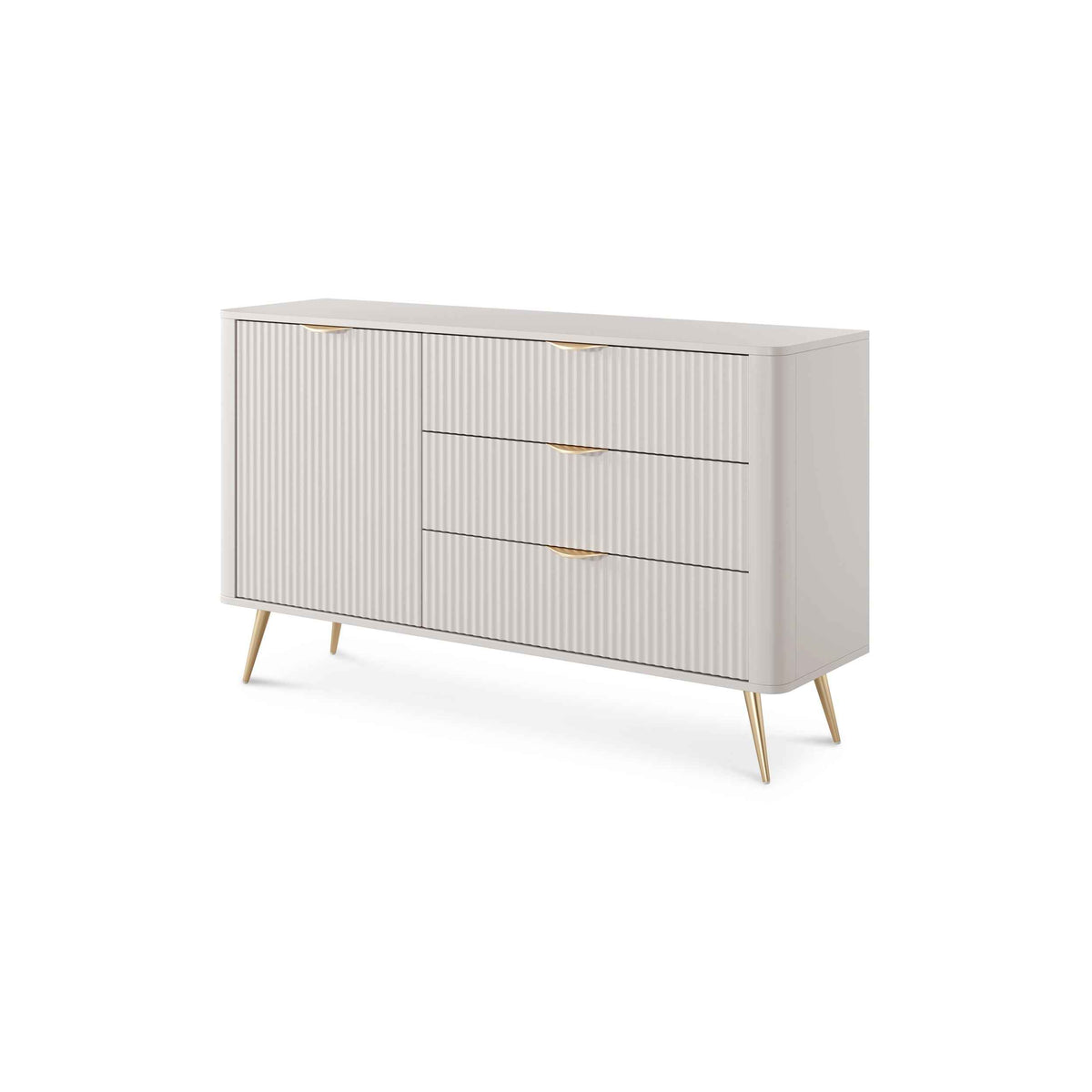 Kommode 138x81 med skuffer og låger i elegant stil | Laanti Beige