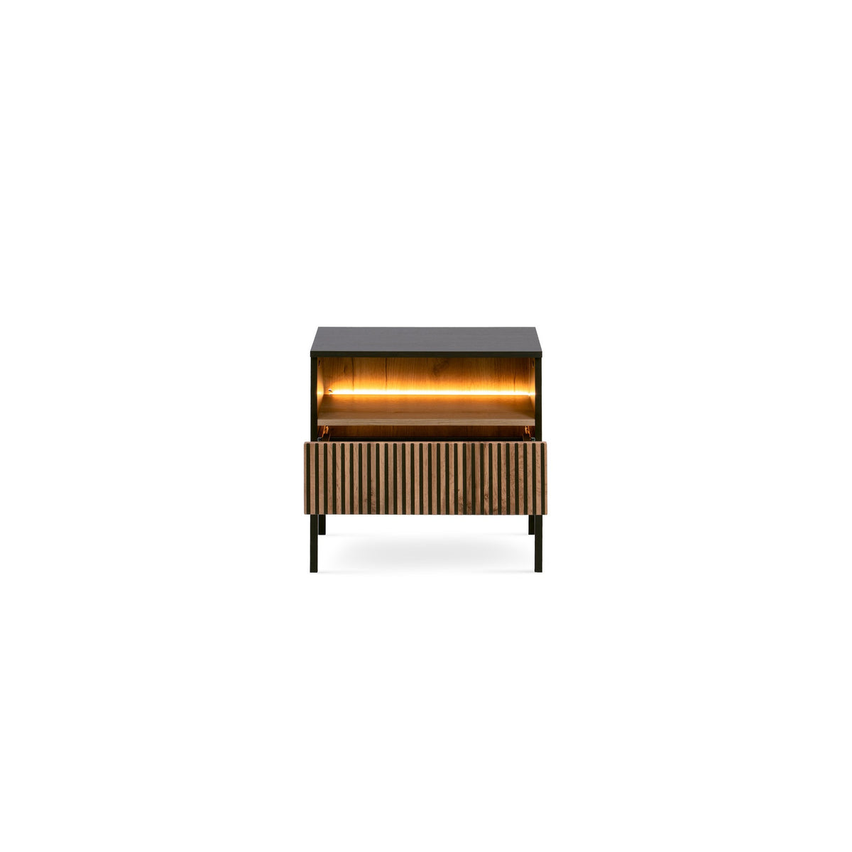 Lampy-natbord med lamelfront 54x56 cm – med åbne fronter