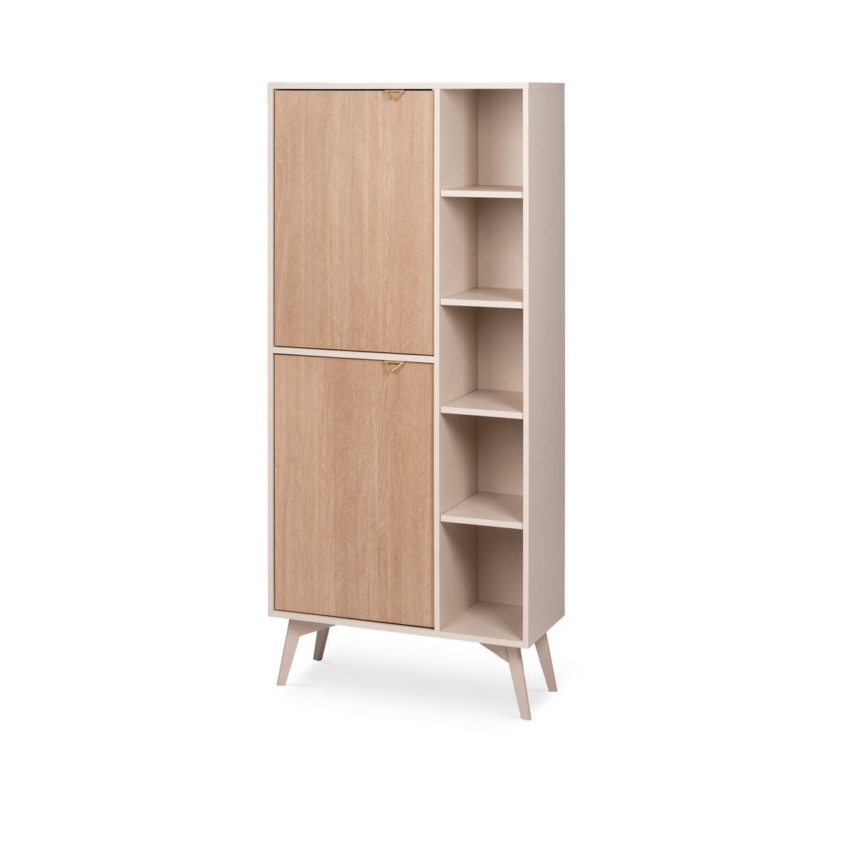 Reol 80x160 med hylder og skabe i japandi-stil | Mandala Sandbeige