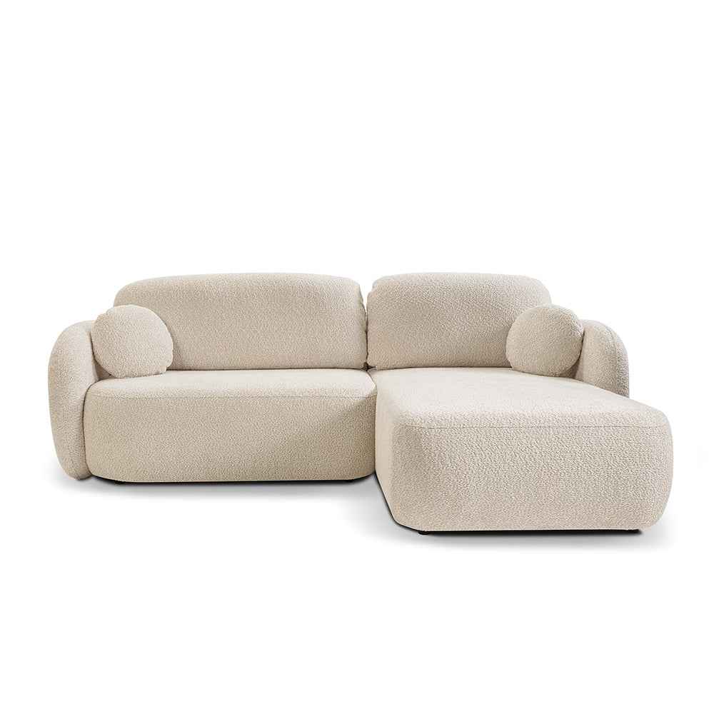 Olemo 4-personers hjørnesofa med sovefunktion i minimalistisk stil, Abriamo-stof – set forfra