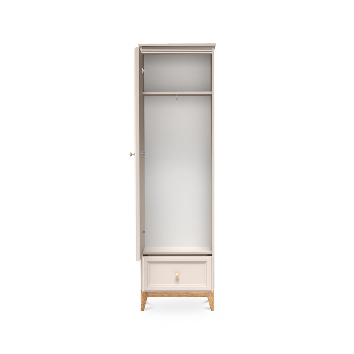 Det smalle Serena-skab med spejl (55x193) til entreen i modern classic-stil – med åbne fronter