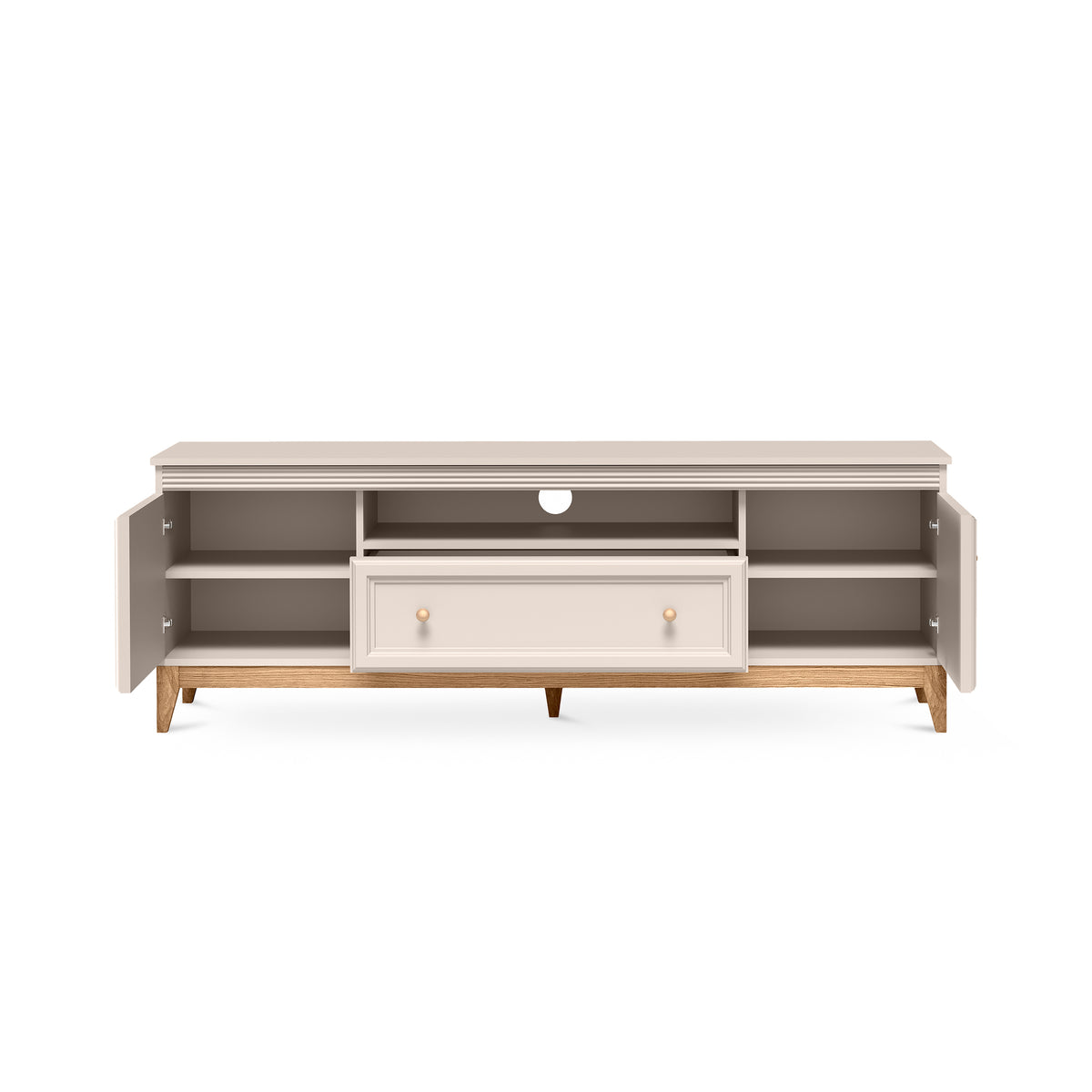 Serena TV-bord 179x62 med fræsede fronter i modern classic-stil – med åbne fronter
