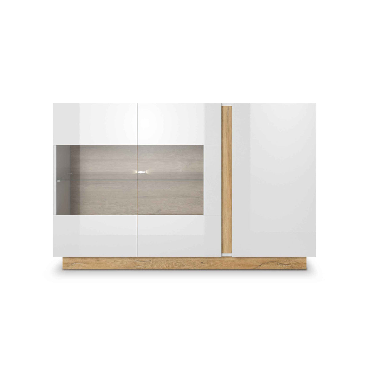 Armelia-kommode med vitrine, 138x91, i moderne stil – set forfra | Pillovely