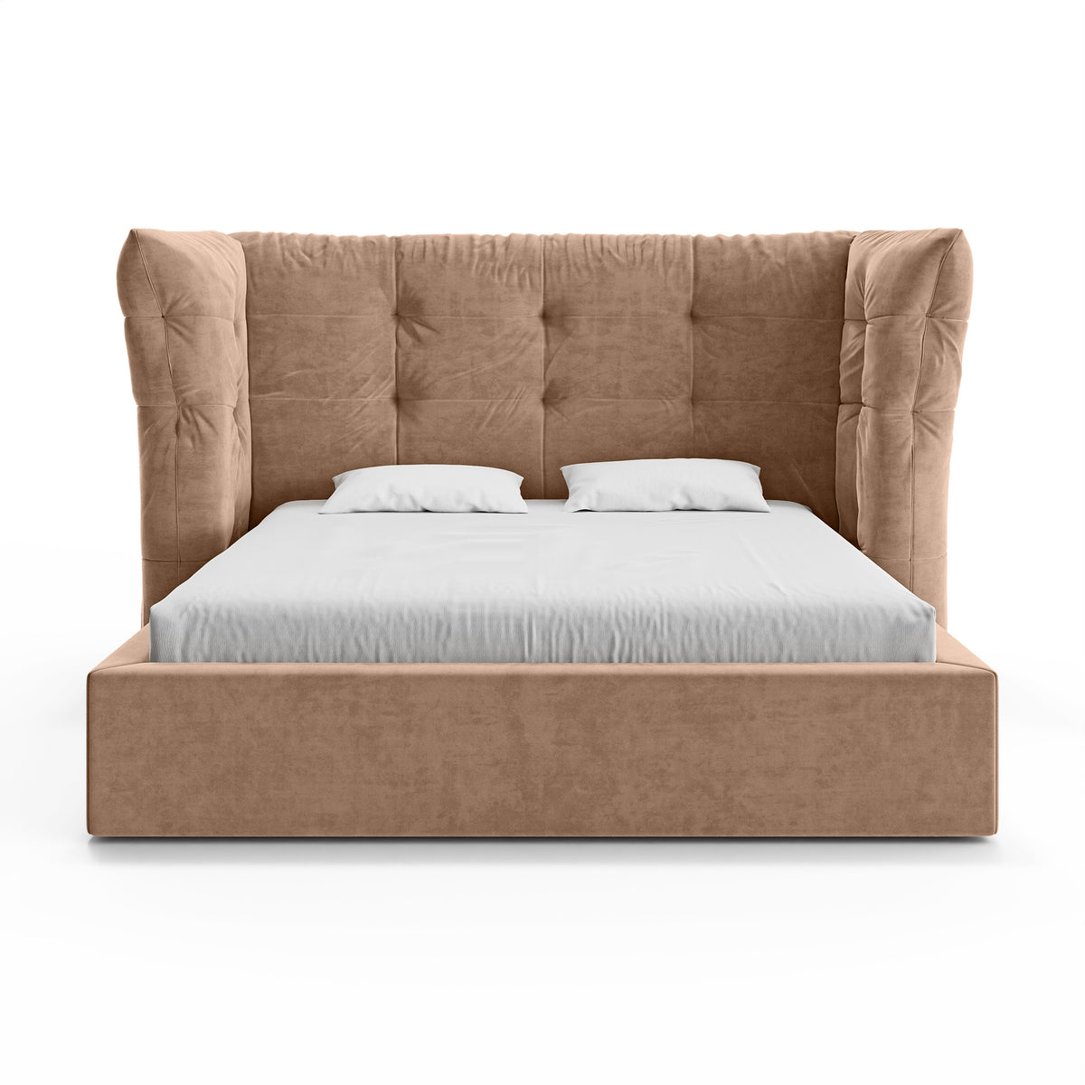 Diara-polstret seng med quiltet overflade og opbevaringsrum i glamour-stil – set forfra