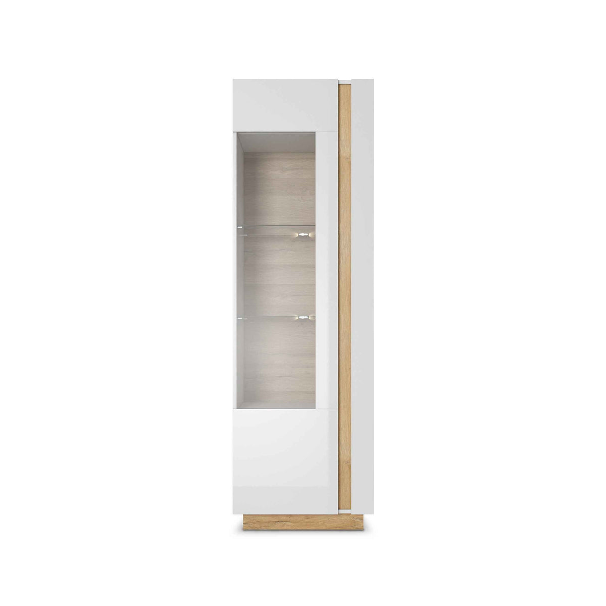 Armelia-vitrineskab med glaslåger, 60 x 194 cm, i moderne stil – set forfra