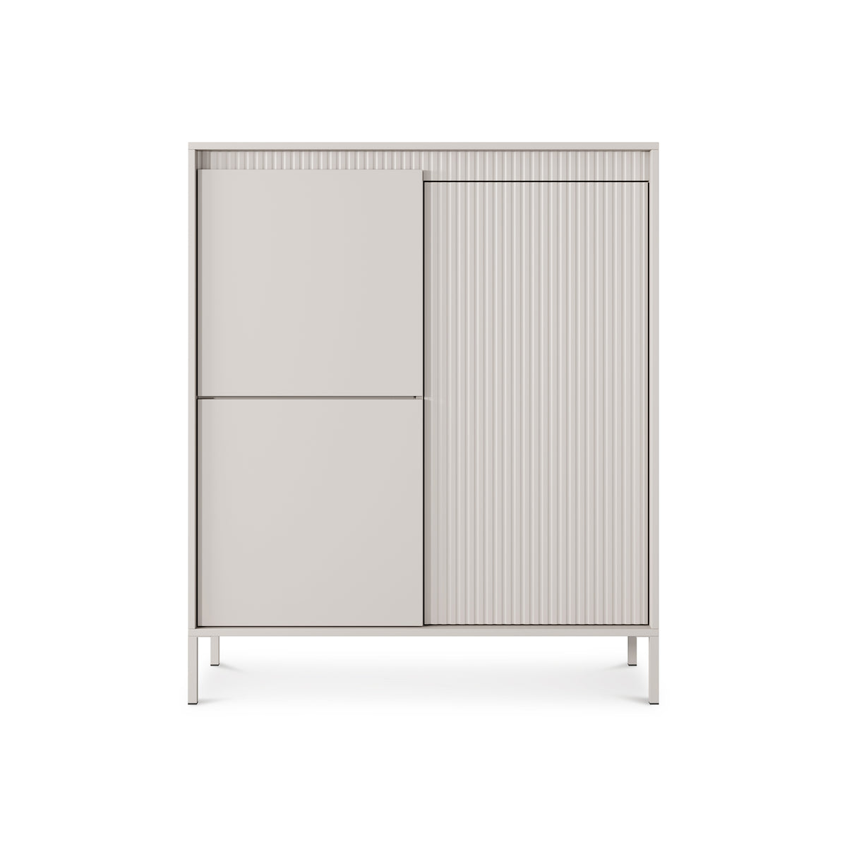 Senra-kommode med 3 låger, 104 x 123, i japandi-stil – set forfra