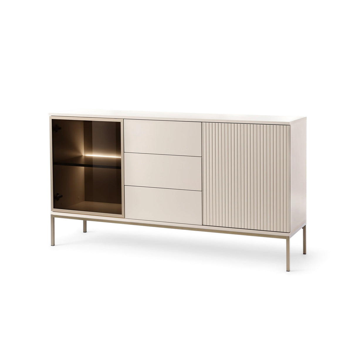 Kommode med skuffer og låger 154x83 i loftstil | Lampy Kashmir