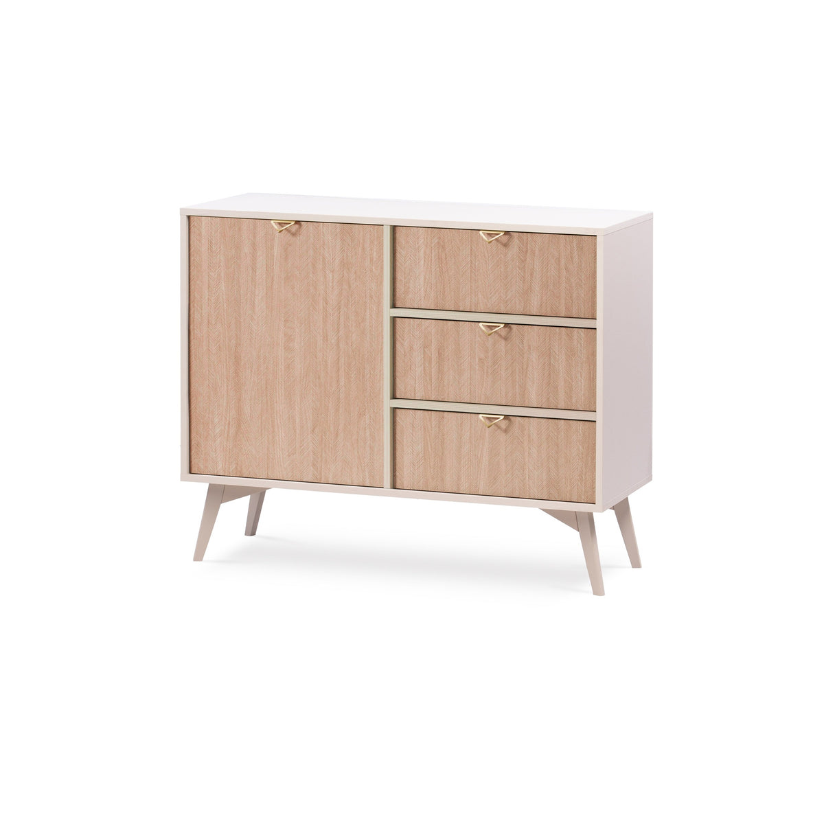 Kommode 106x80 med skuffer og skab i japandi-stil | Mandala Sandbeige
