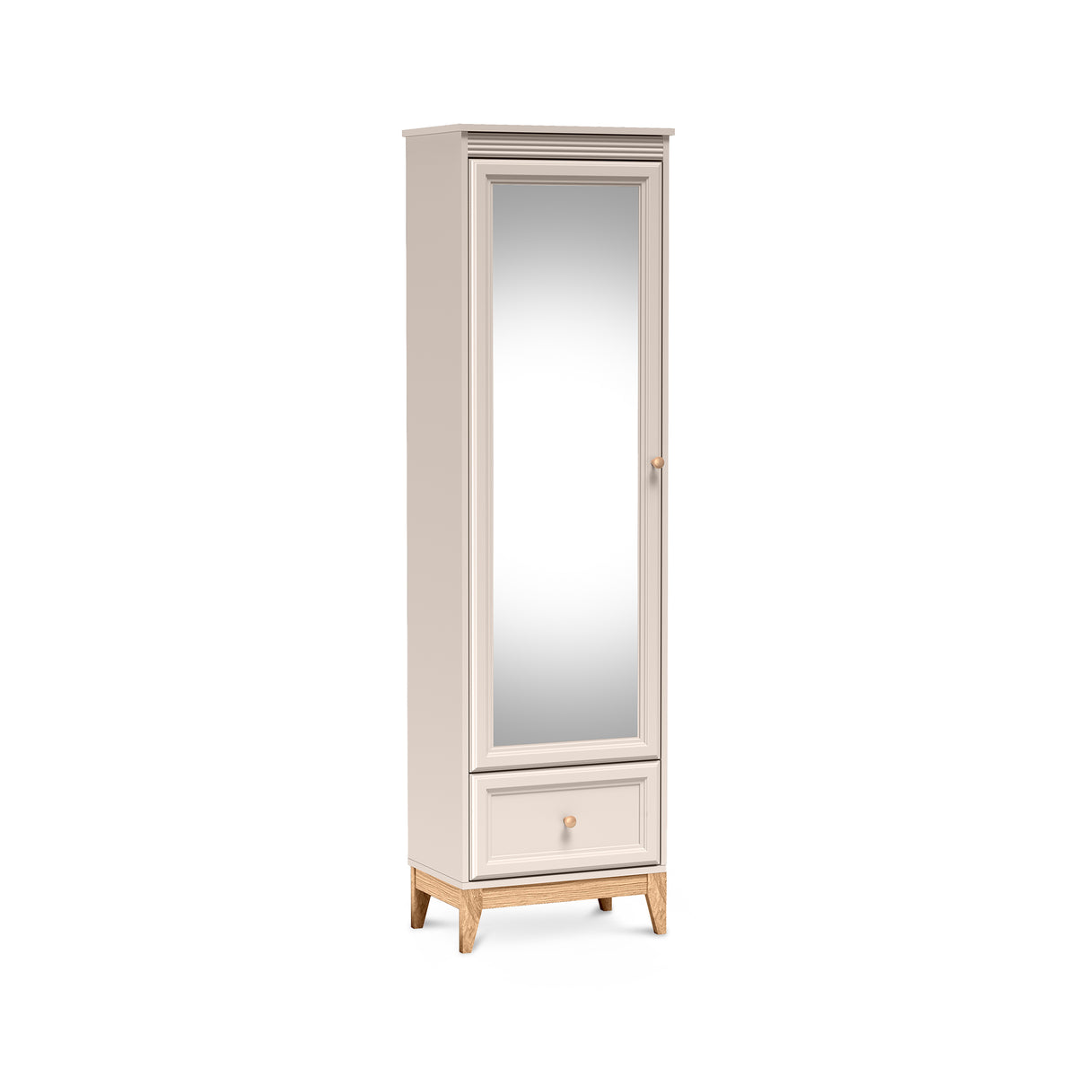Det smalle Serena-skab med spejl (55x193) til entreen i modern classic-stil – set fra siden | Pillovely