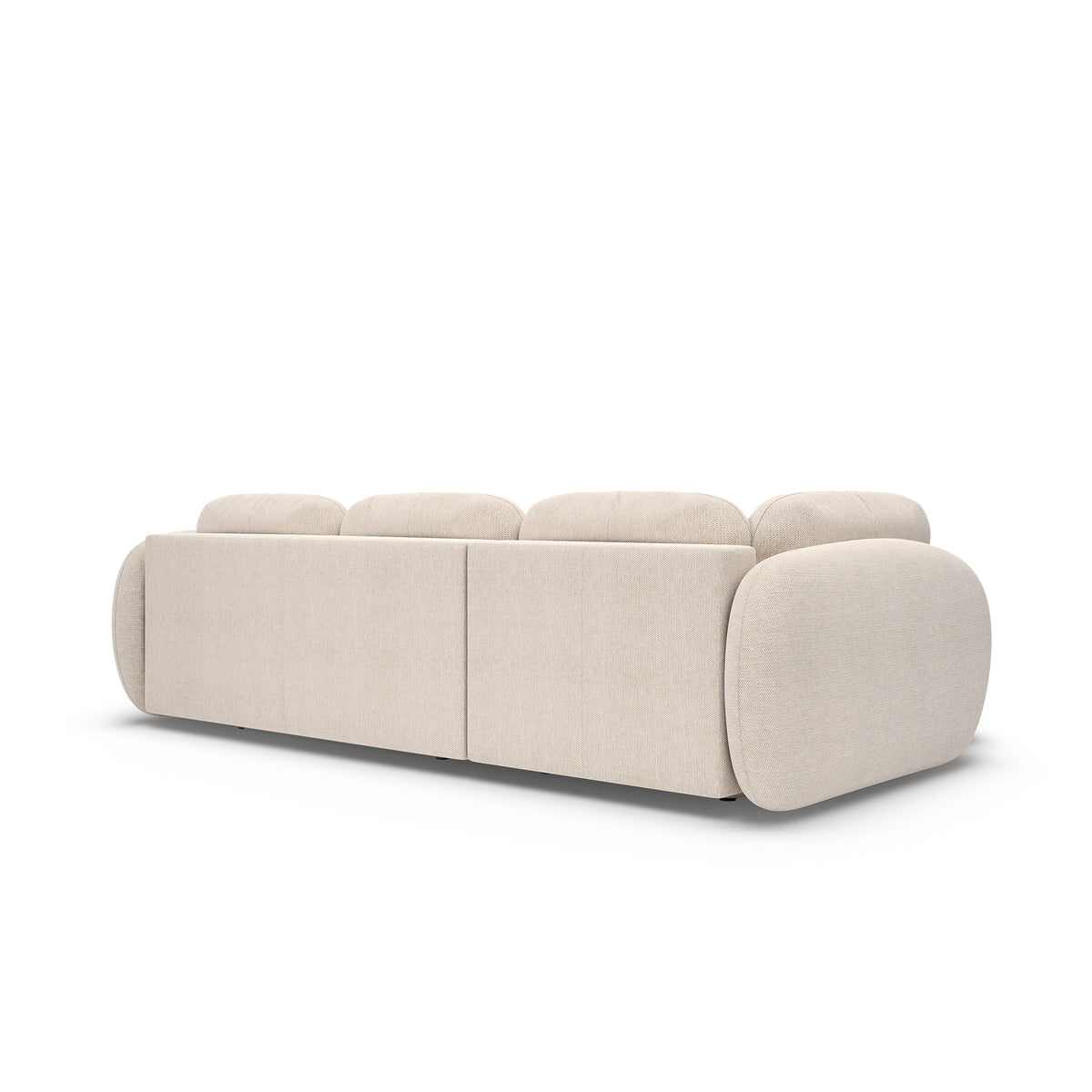 Olemo-hjørnesofa med sovefunktion, 123 x 250, i stilretningen »organic modern« – set bagfra