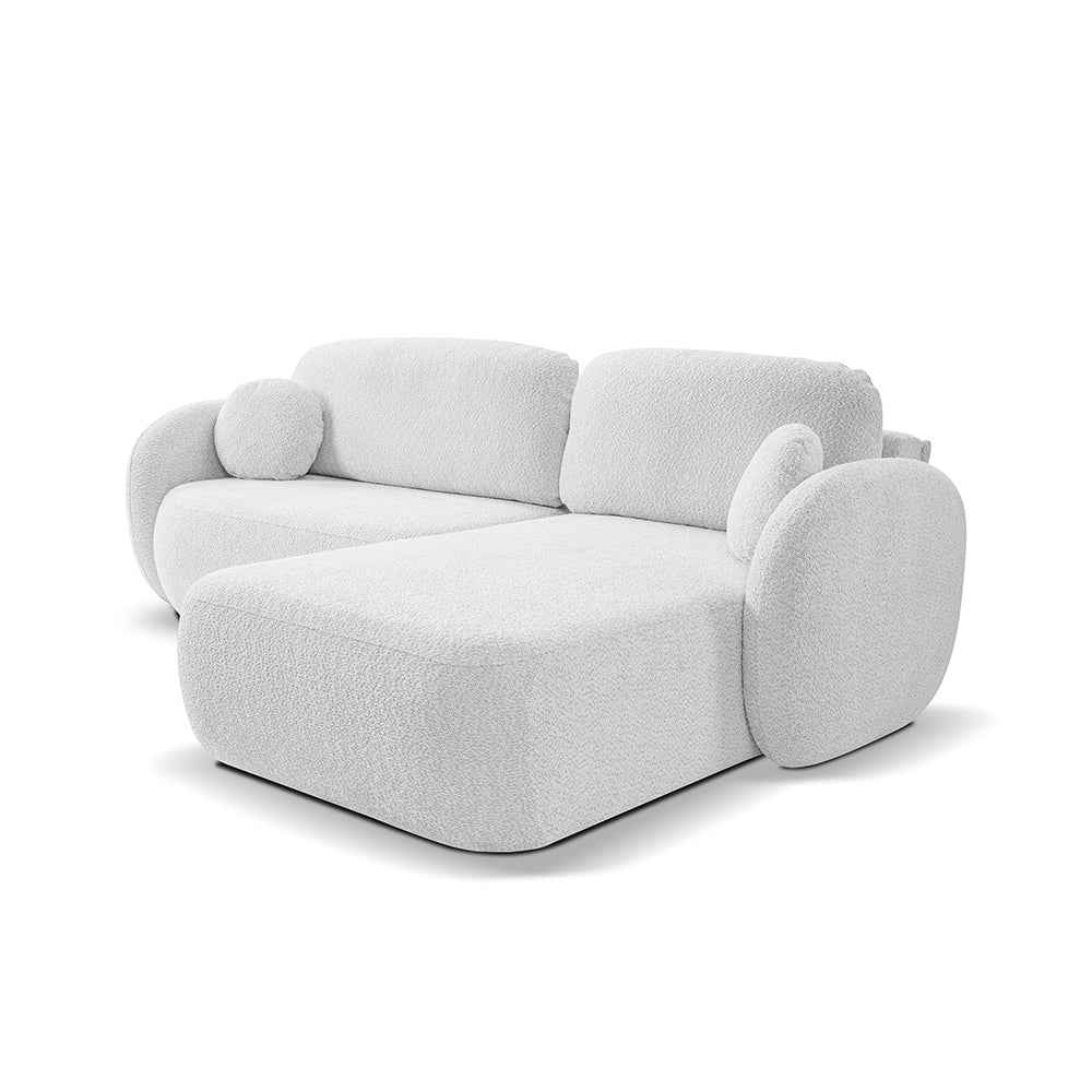 4-personers hjørnesofa med sovefunktion i minimalistisk stil, Abriamo-stof | OLEMO, højre side, perlegrå (ABRIAMO 05)