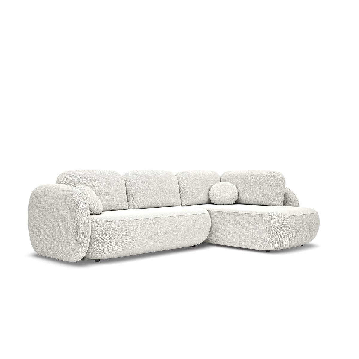 Hjørnesofa med sovefunktion, 123 x 250, i stilretningen »organic modern« | OLEMO Højrevendt Porcelænshvid (ARAGON 01)