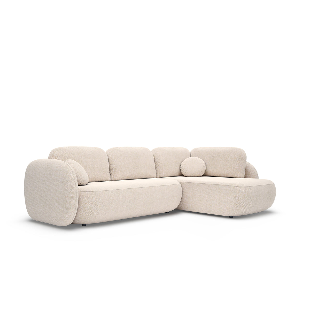 Hjørnesofa med sovefunktion, 123 x 250, i stilretningen »organic modern« | OLEMO Højrevendt Cremetaupe (ARAGON 03)