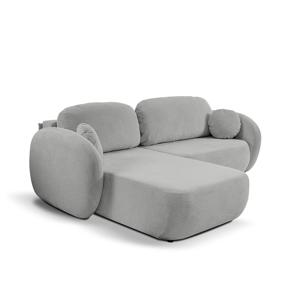 Narożnik z funkcją spania DL 248 cm w stylu nowoczesnym, tkanina Aragon | OLEMO Lewostronna Chłodny Taupe (ARAGON 80)