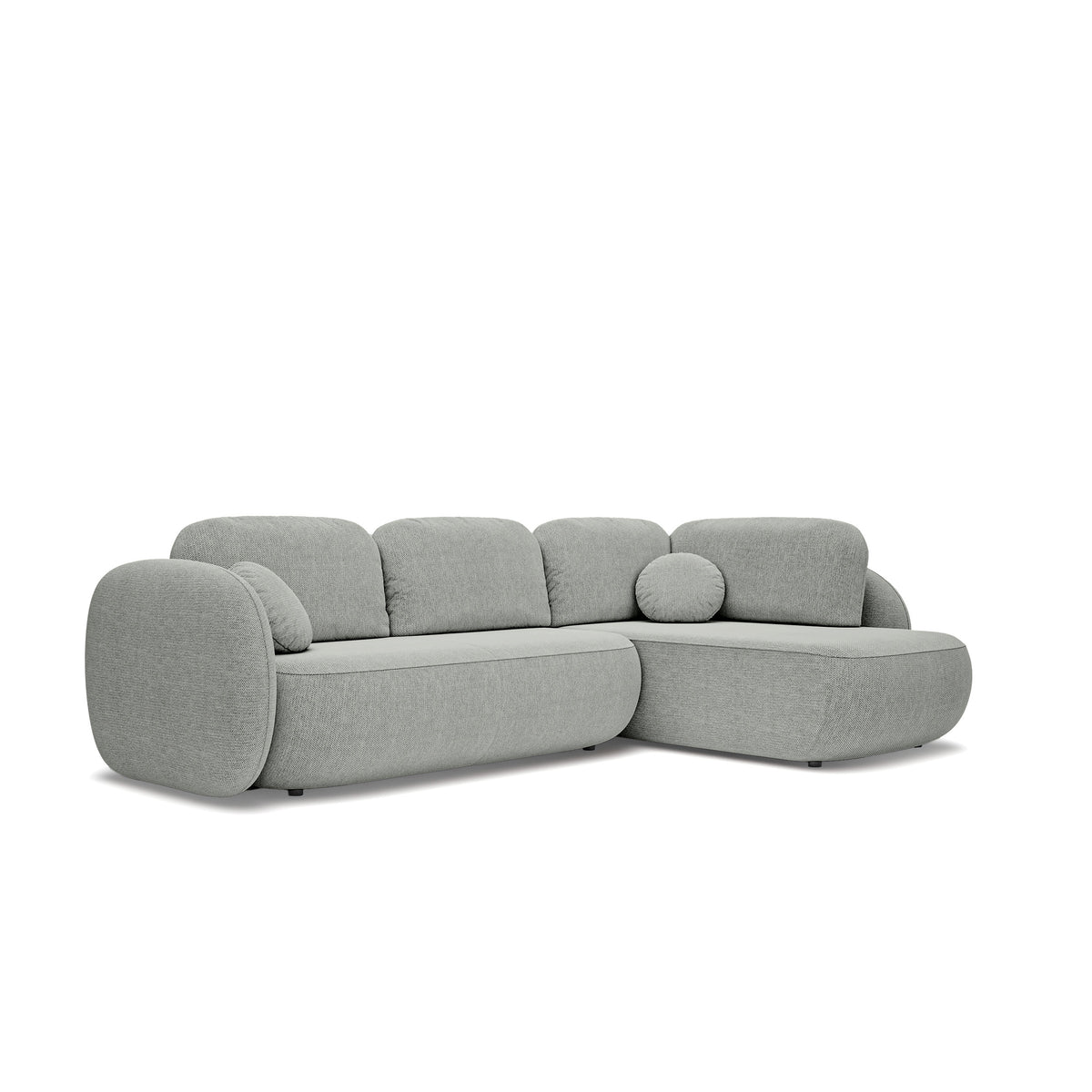 Hjørnesofa med sovefunktion, 123 x 250, i stilretningen »organic modern« | OLEMO Højrevendt Stålgrå (ARAGON 83)