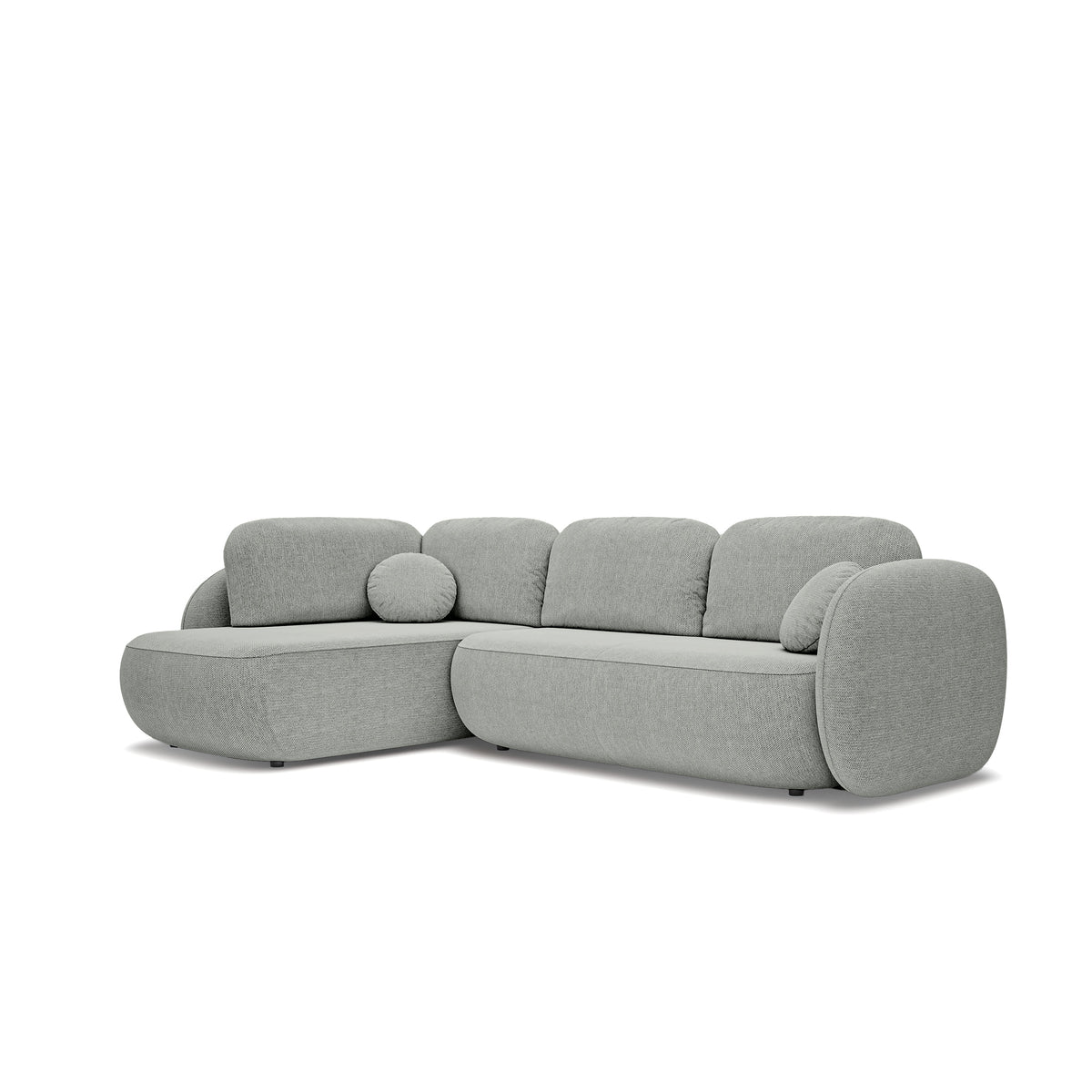 Hjørnesofa med sovefunktion, 123 x 250, i stilretningen »organic modern« | OLEMO Venstrevendt Stålgrå (ARAGON 83)