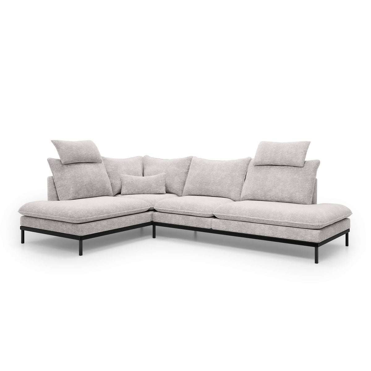 Premium hjørnesofa til 4 personer 293×198 cm i elegant stil | Leafy, venstrevendt, hør, askefarvet (CREMONA 02)
