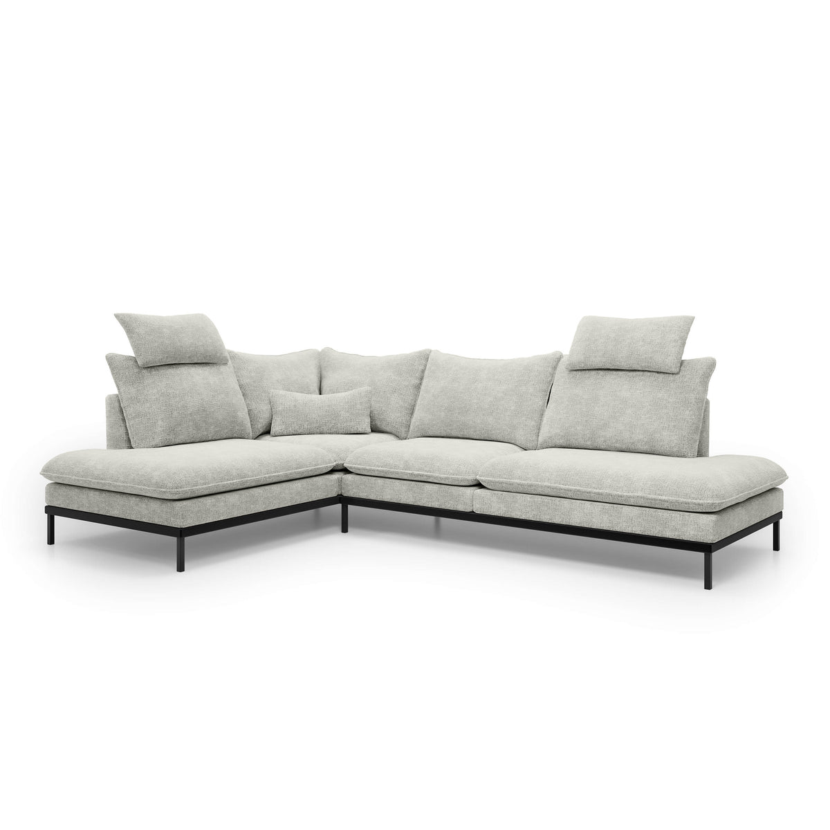 Premium hjørnesofa til 4 personer 293×198 cm i elegant stil | Leafy, venstrevendt, grå flamme (CREMONA 04)