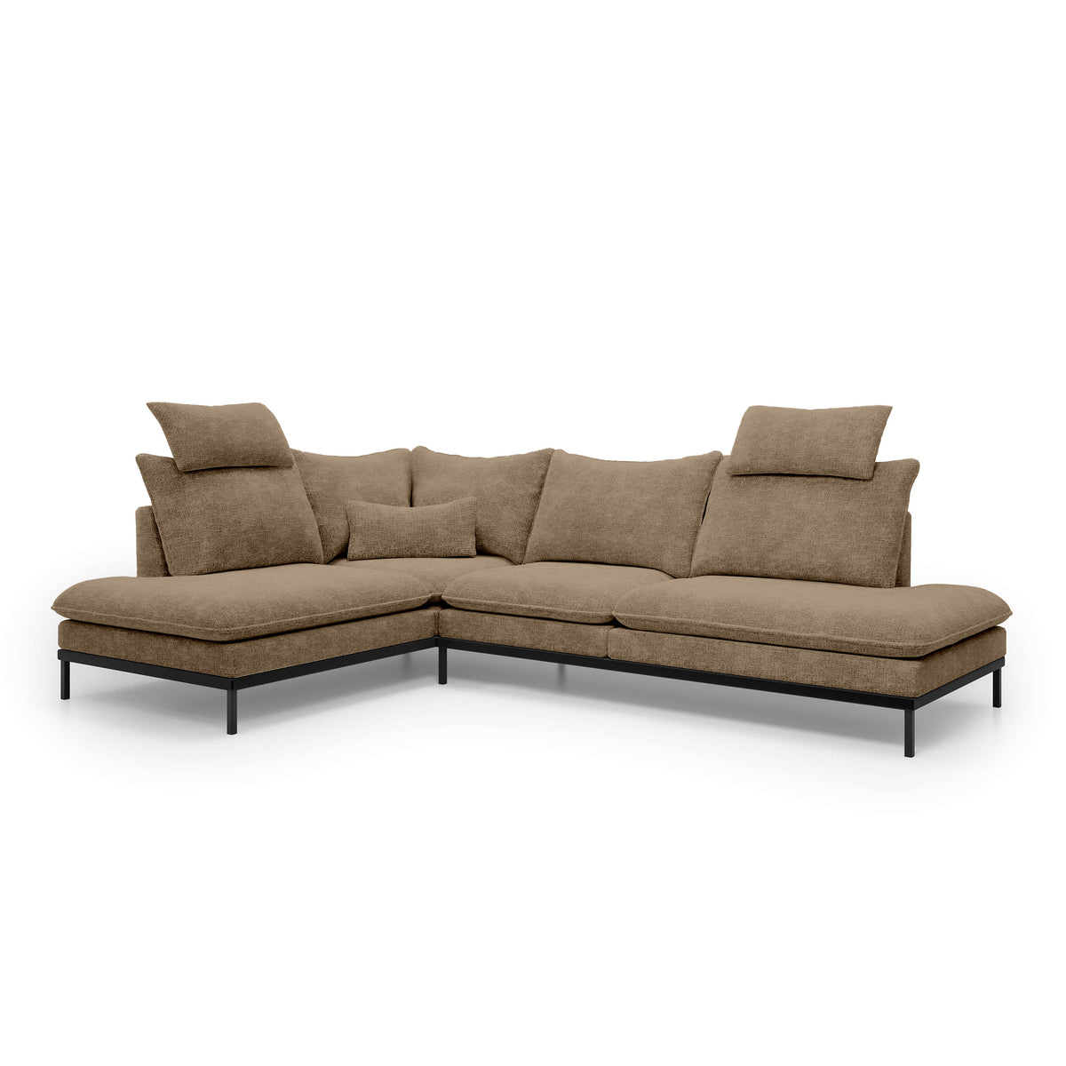 Premium hjørnesofa til 4 personer 293×198 cm i elegant stil | Leafy, venstrevendt, mat valnød (CREMONA 18)