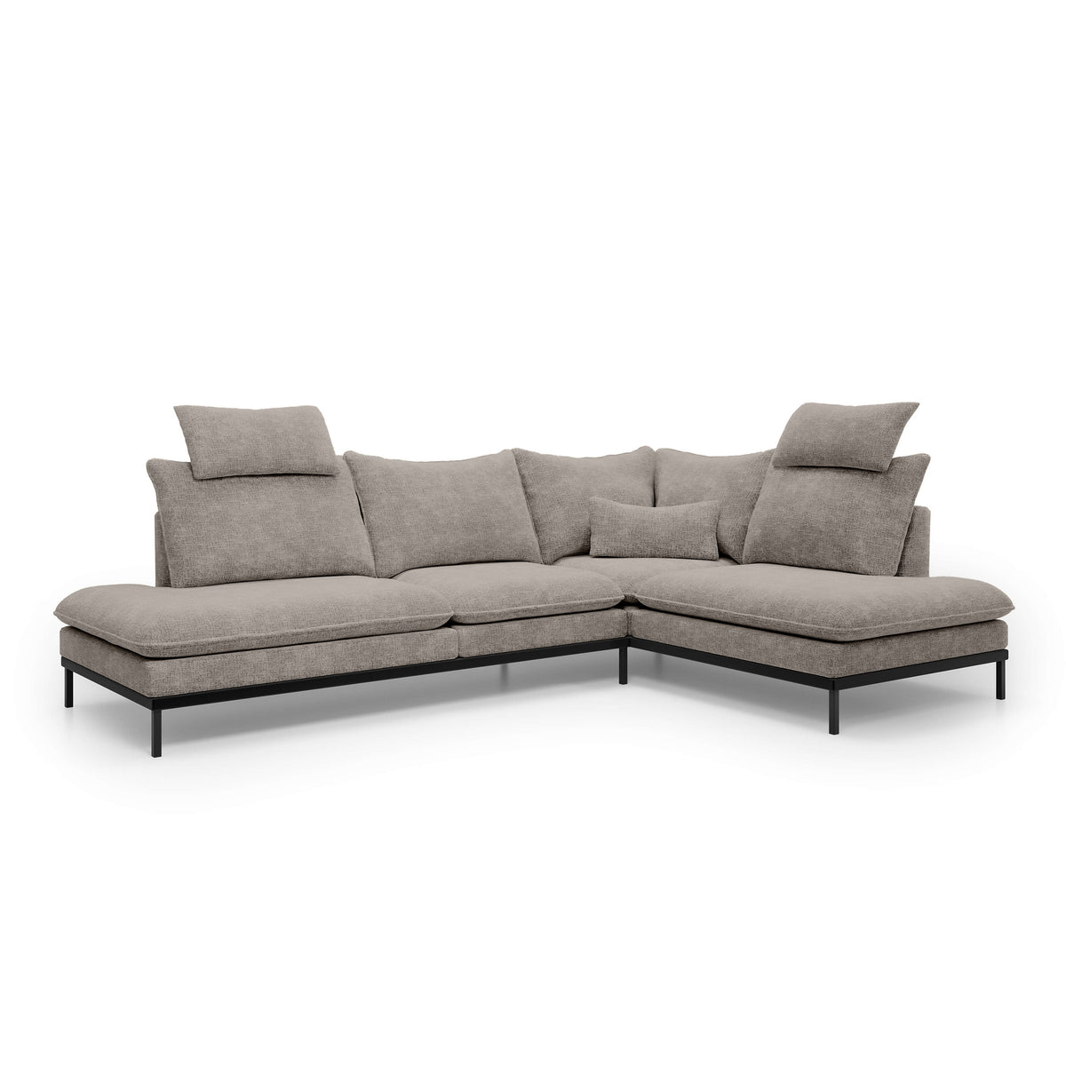 Narożnik Premium 4-osobowy 293×198 cm w stylu eleganckim | Leafy Prawostronna Przygaszona Sepia (CREMONA 24)