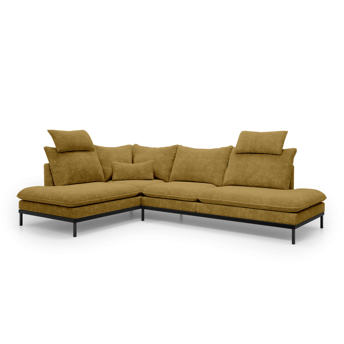 Premium hjørnesofa til 4 personer 293×198 cm i elegant stil | Leafy, venstrevendt, honningbrun (CREMONA 48)