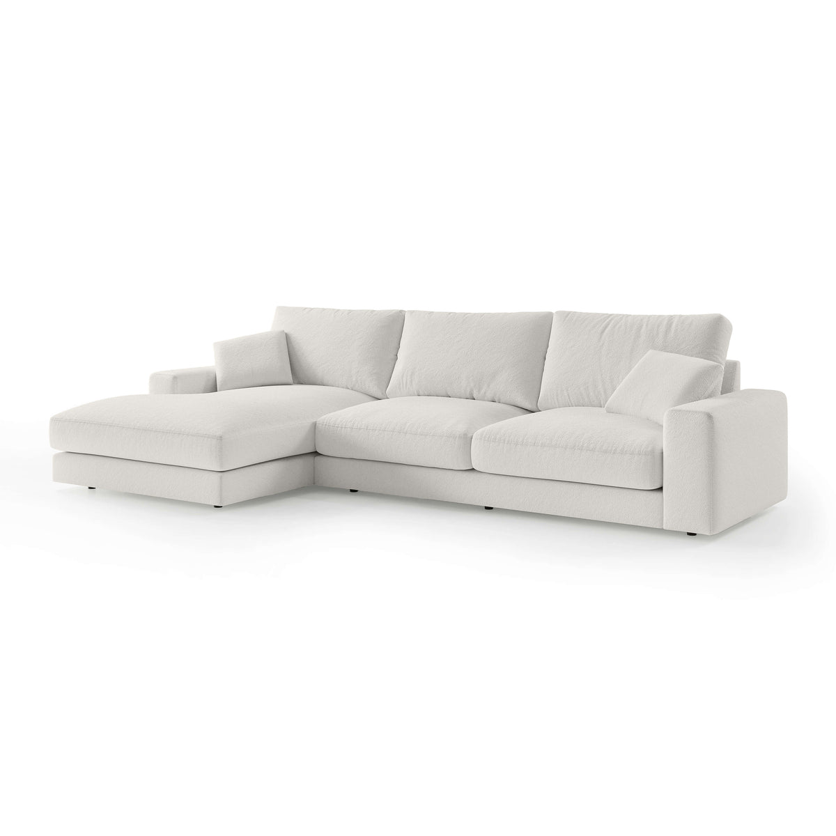 Premium-hjørnesofa til 4–5 personer i minimalistisk stil | Harvesty, venstrevendt, porcelæns hvid (ARAGON 01)