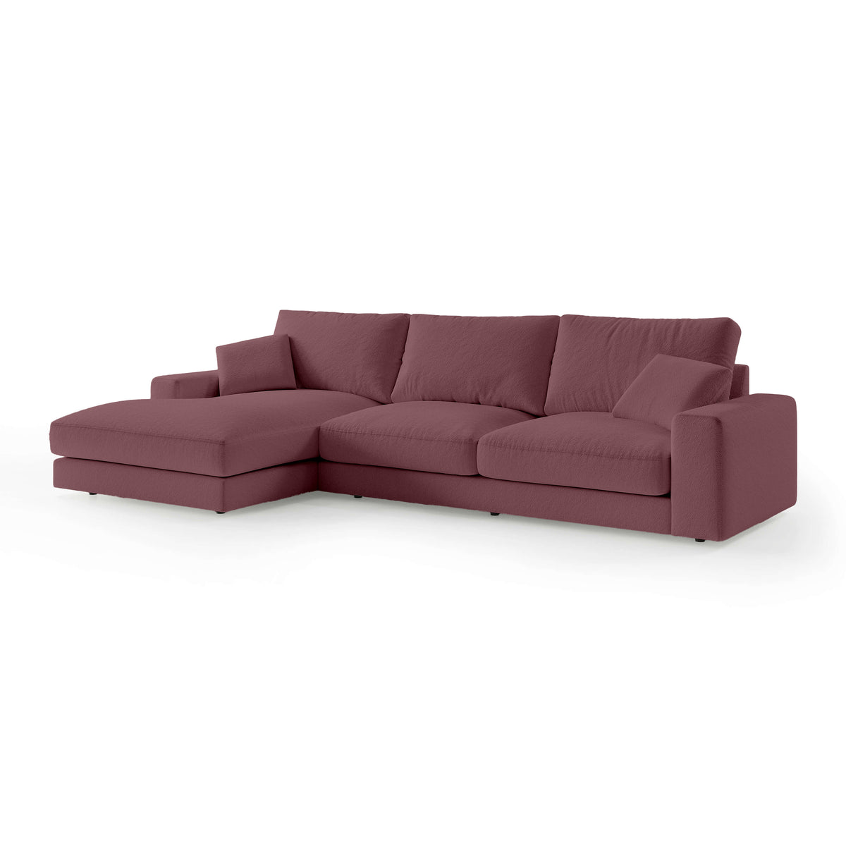 Premium-hjørnesofa til 4–5 personer i minimalistisk stil | Harvesty, venstrevendt, bordeauxrød mat (ARAGON 69)