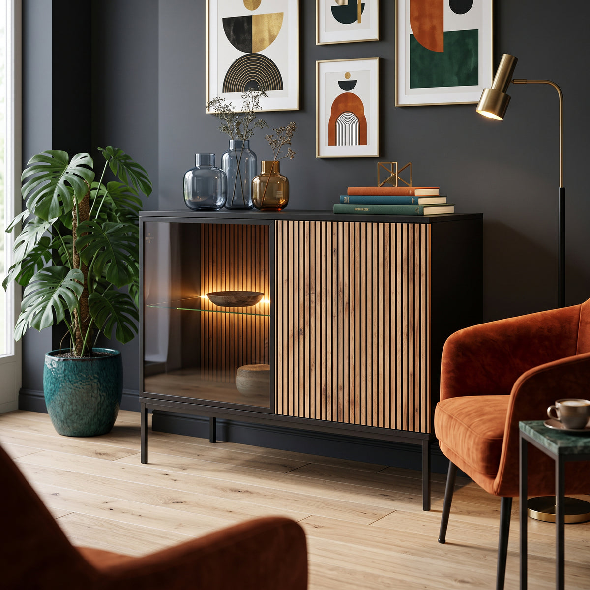 Lampy-kommode med låger, 104x83, i loftstil – i indretningen