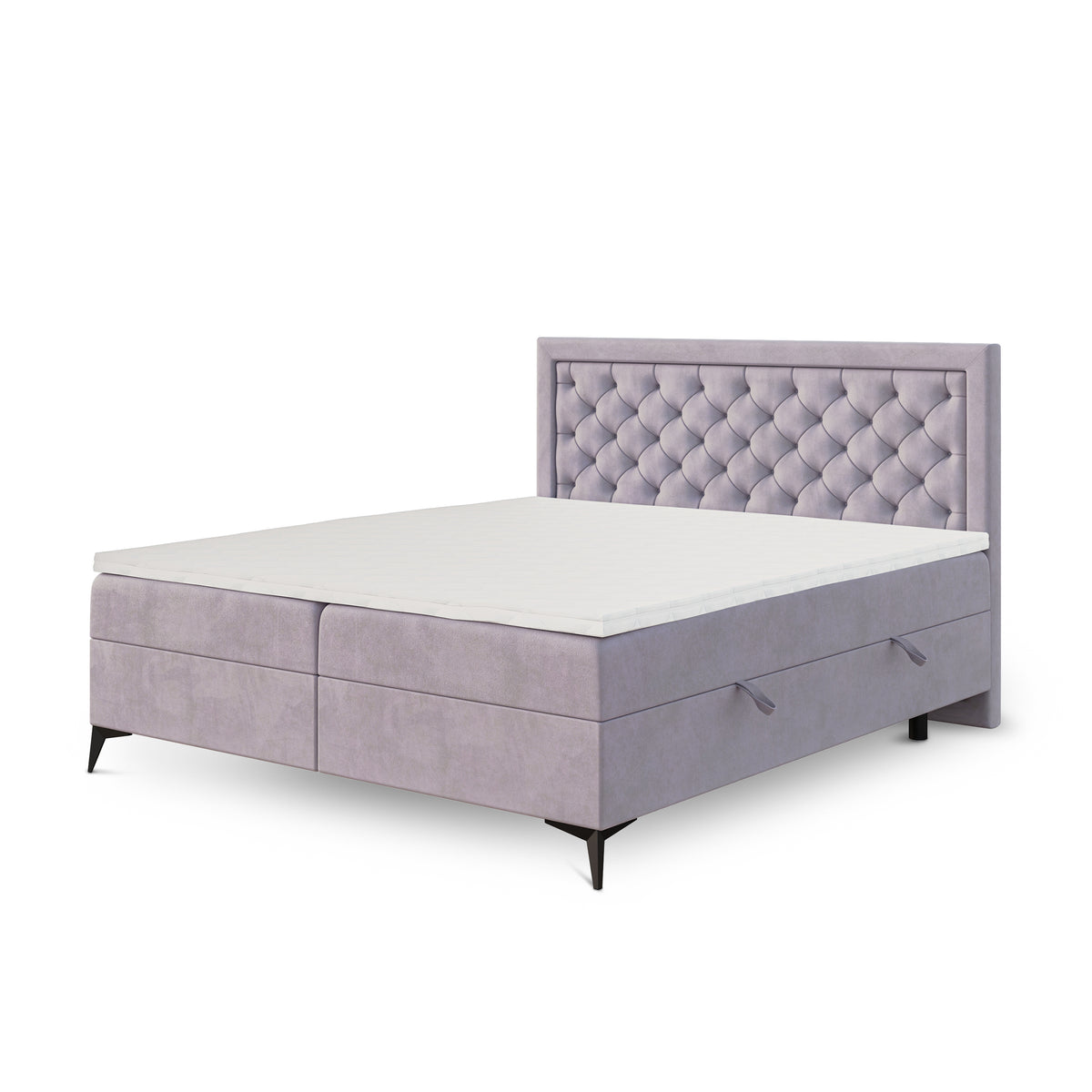 Rosselia-kontinentalseng i størrelserne 140x200, 160x200 og 180x200, quiltet med to opbevaringsrum i glamour-stil i MAGIC VELVET-stof – hovedbillede | Pillovely