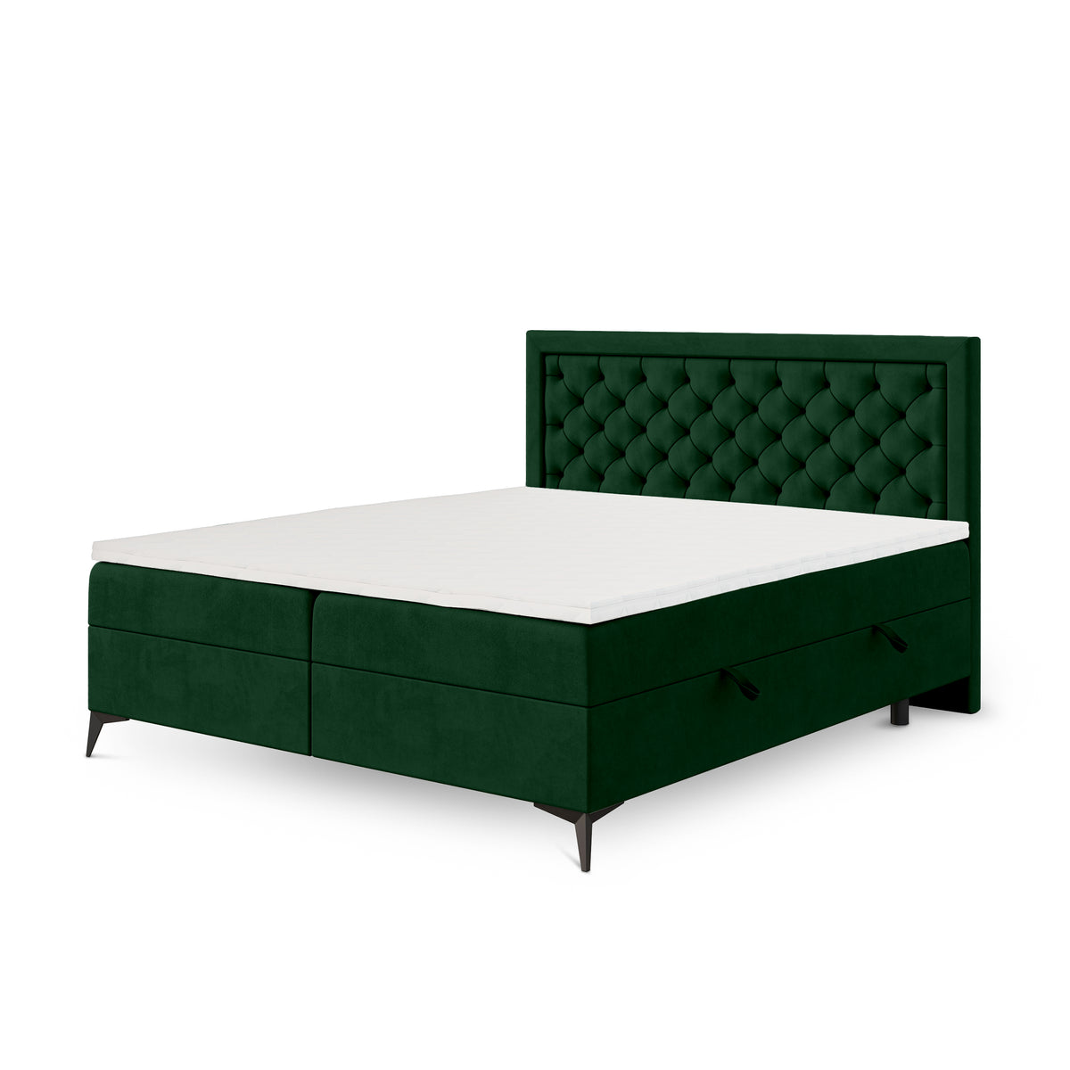 Łóżko kontynentalne pikowane z dwoma pojemnikami w stylu glamour | Rosselia 140x200 Szmaragdowa Głębia (MAGIC VELVET 2292)