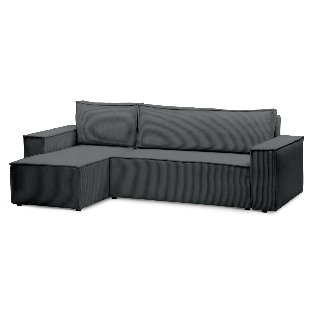 Narożnik uniwersalny z funkcją spania 3-osobowy 200x142–154 w stylu loft | Agi Antracyt (POSO 34) Uniwersalny