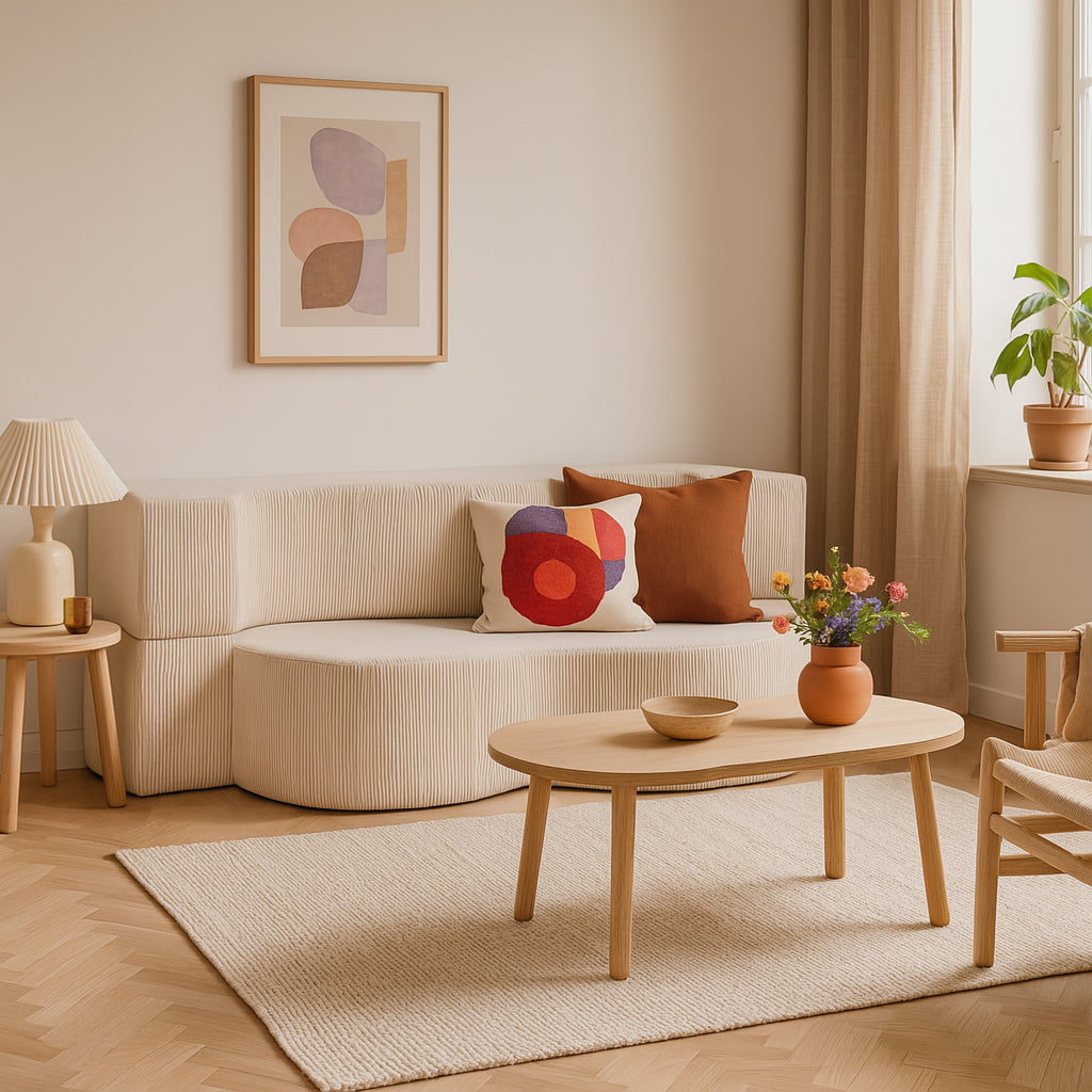 Kamelia-sofa i skum, fritstående, 200 cm, sovesofa i japandi-stil betrukket med POSO-stof – billede 3
