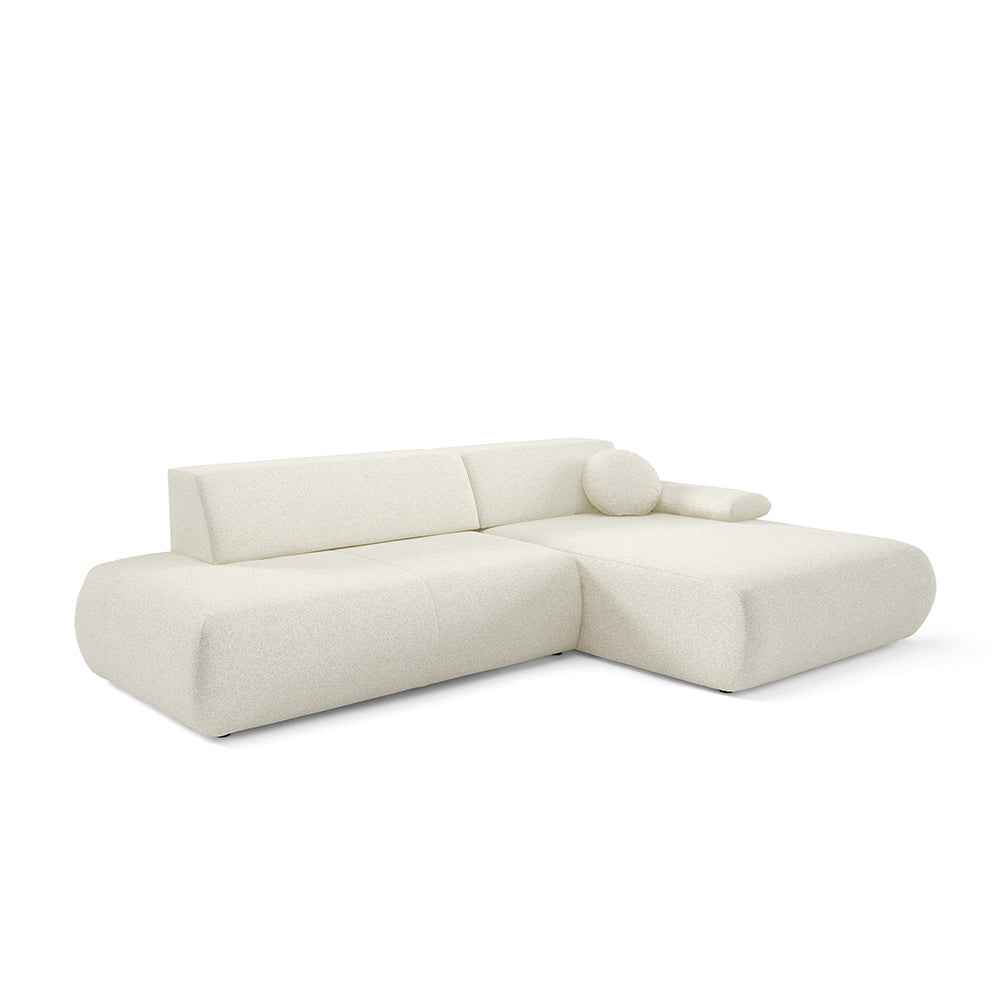 4-personers hjørnesofa med sovefunktion i minimalistisk stil | Puentro Højre Perlemors Morgenhvid (PUENTE 03)