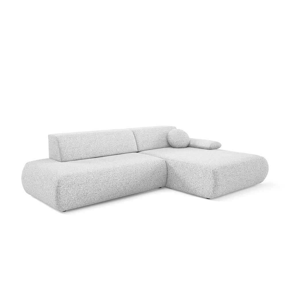 4-personers hjørnesofa med sovefunktion i minimalistisk stil | Puentro Højre Perliste Taupe (PUENTE 80)