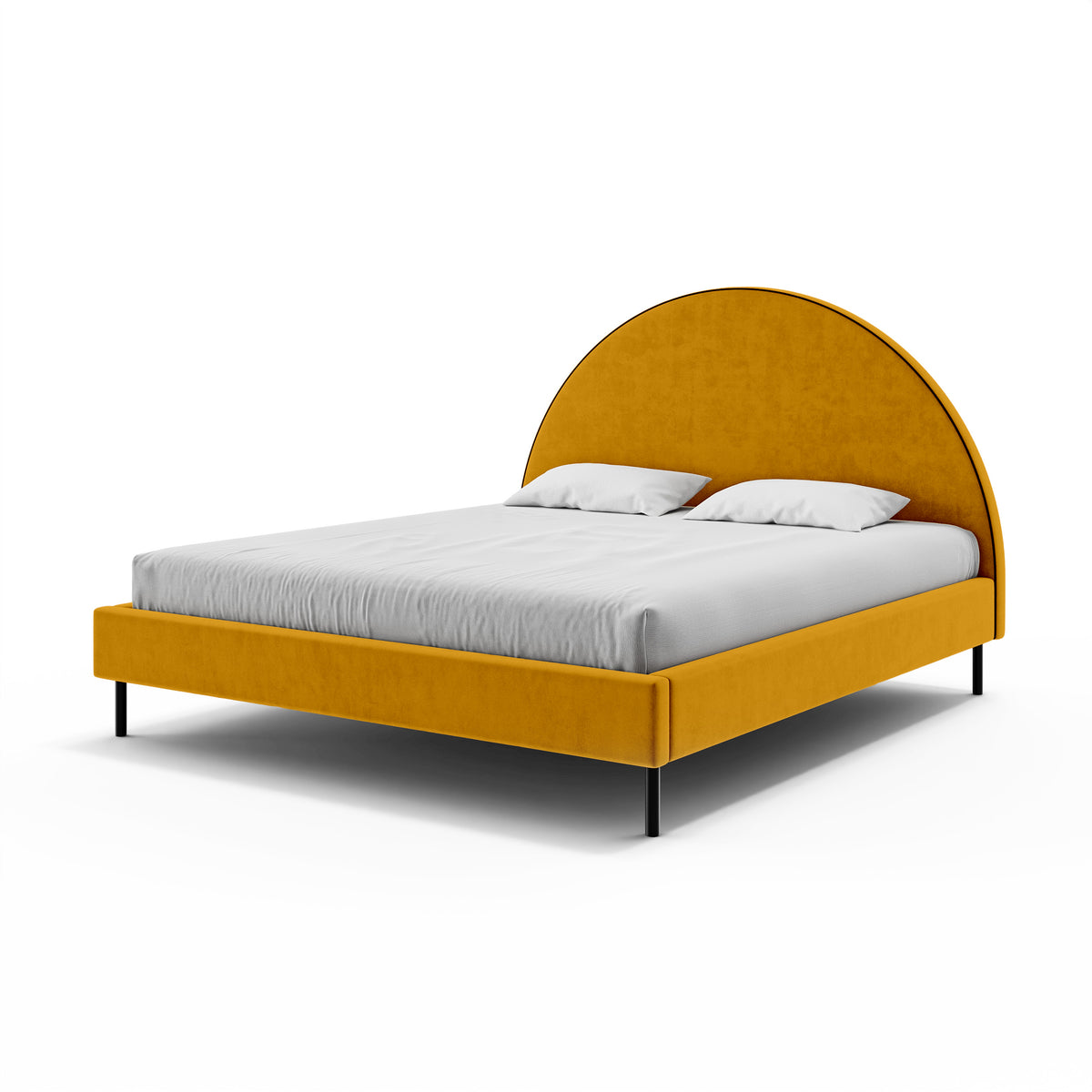 Łóżko tapicerowane Zora z półokrągłym zagłówkiem i pojemnikiem w stylu soft modern w tkaninie SALVADOR – zdjęcie 12