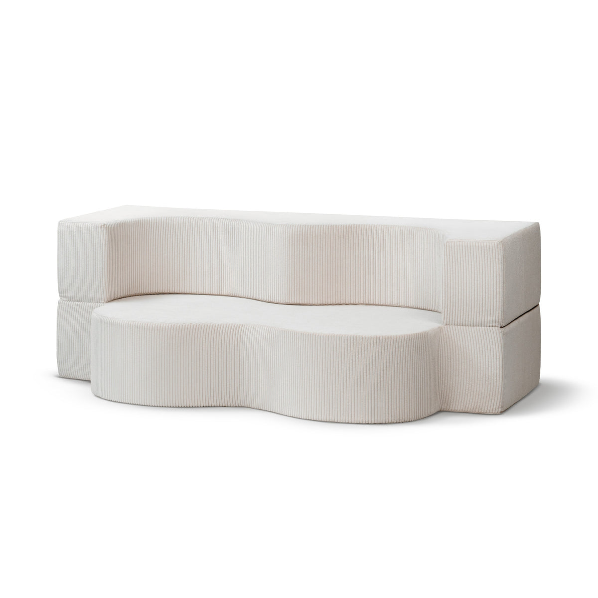 Fritstående skumsofa på 200 cm med sovefunktion i japandi-stil | Kamelia Porcelænsbeige (POSO 38)