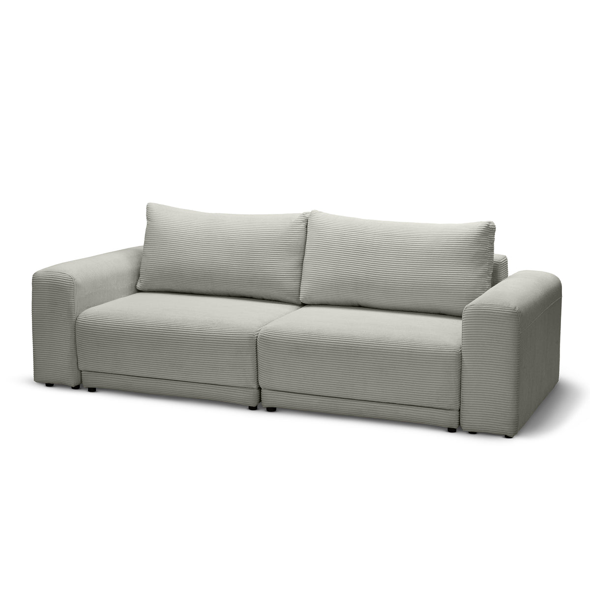 Sofa z funkcją spania 145 × 203 z pojemnikiem w stylu nowoczesnym | Zoria Szary Len (POSO 140)