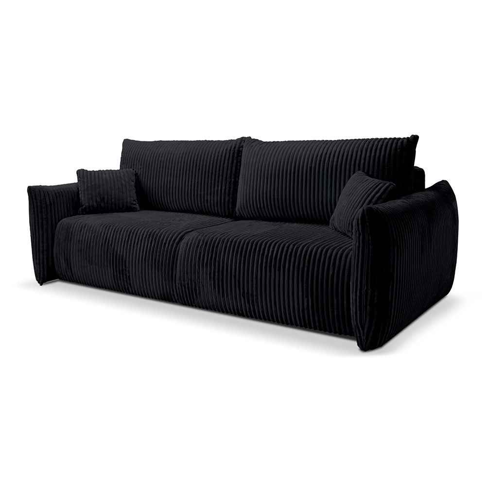 3-personers sovesofa, 145x200, med opbevaringsrum i moderne stil | ALLORO Kulsort Fløjl (TILIA 100)