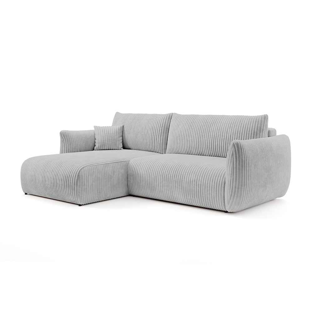 Hjørnesofa med sovefunktion, 257 cm, i moderne stil | ALLORO, venstrevendt, Regnmorgen (TILIA 86)
